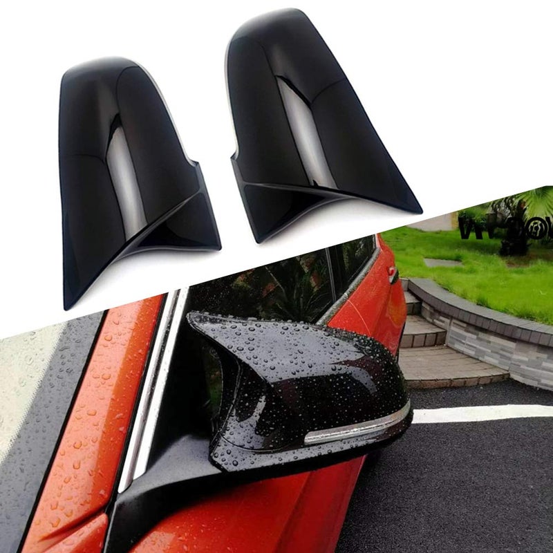 CLIO Door Rearview Mirror Cover Cap Replacement for BMW F20 F22 F23 F30 F31 F32 F33 F36 F87 M2 X1 E84 (Glossy Black) - Image 2